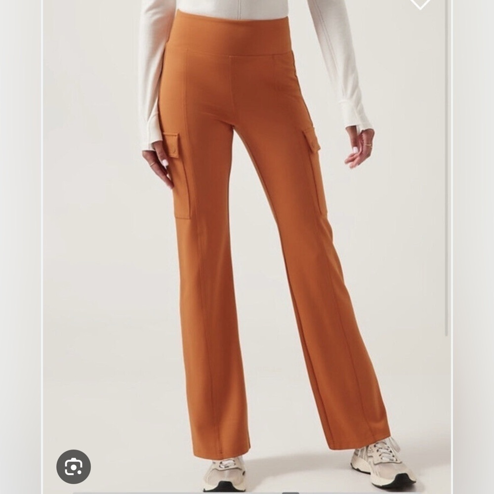 Athleta Delancey Straight Cargo Pant Size 1X Foliage Orange pull on Curvy Girl